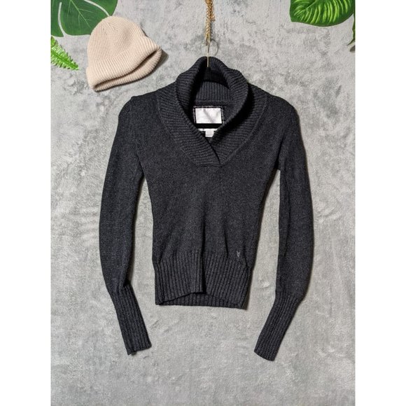 🍑AMERICAN EAGLE Women Sweater Knit Pullover Fall Winter Solid Gray Slim XS(0-2) - Picture 7 of 13